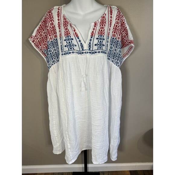 Beachlunchlounge Women's Split Neck Tiered Ruffle Dress SZ XLarge Casual - Picture 1 of 7